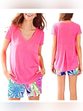 NWT Lilly Pulitzer Luxletic Fay T-Shirt Tiki Pink L